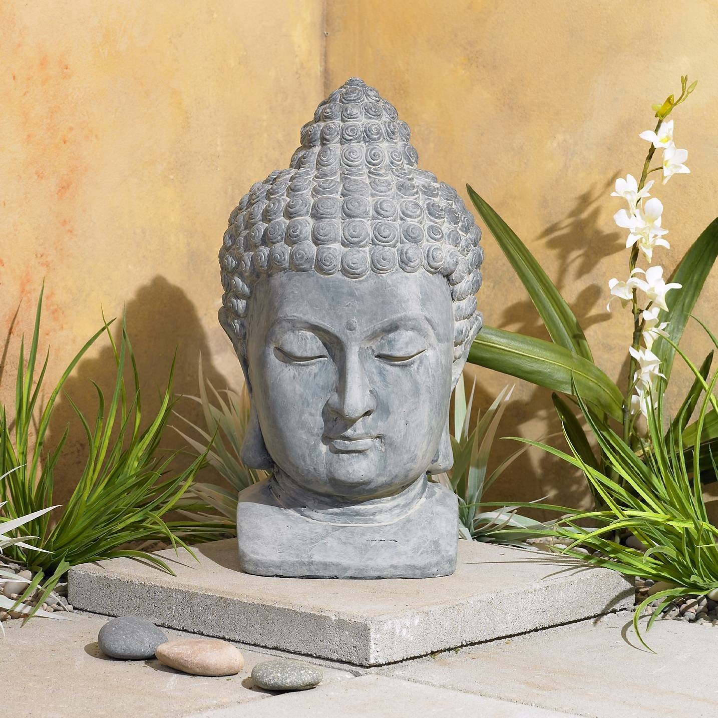 Asian Zen Outdoor Statue 18 1/2&Prime; Buddha Head Bust for Yard Garden Patio Home