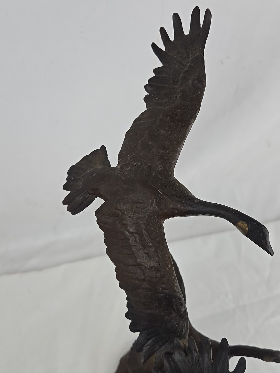 1983 Bronze Sculpture by Jonathan Bronson, « Autumn Flight » Canada Geese Flying