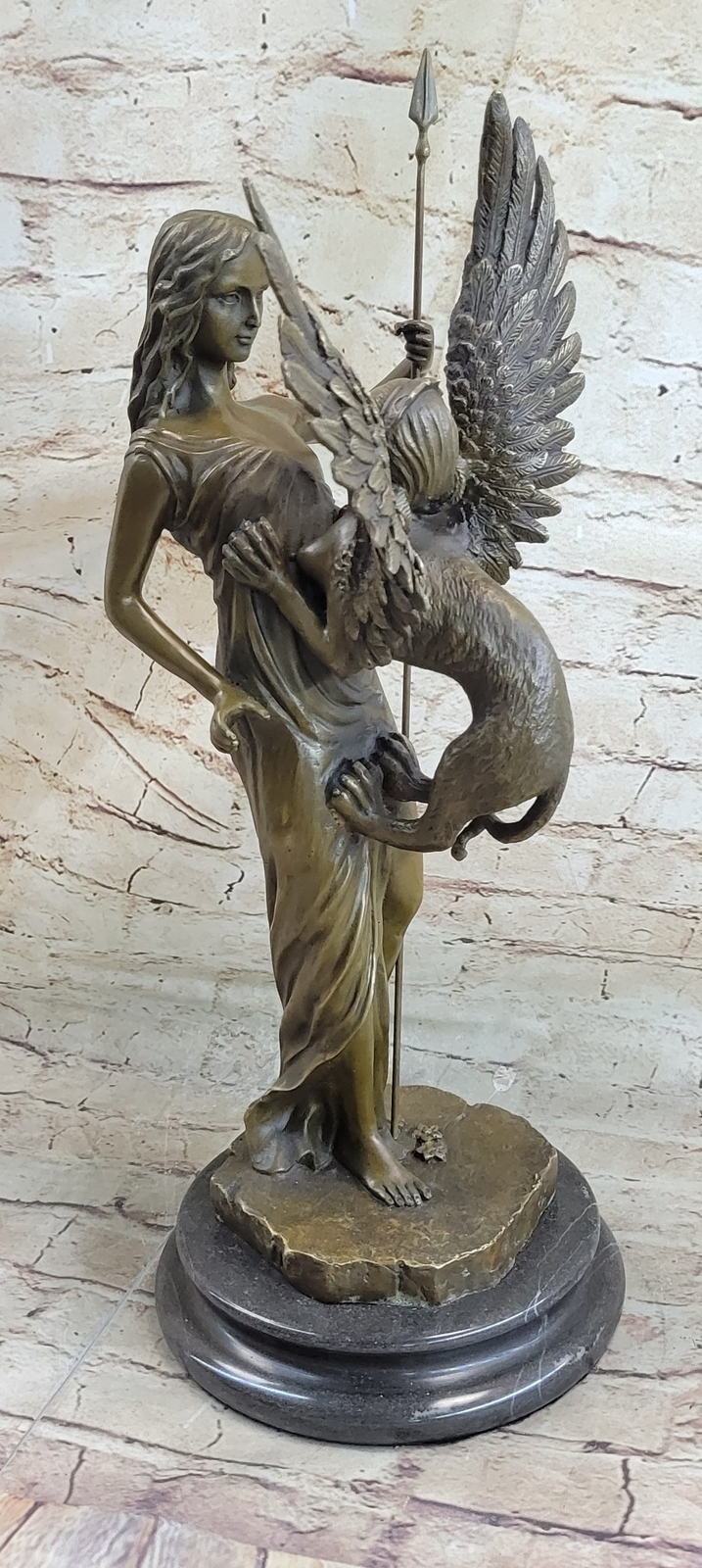 Handmade Celtic Griffin Flying Beautiful Hot Cast Bronze Sculpture Statue Home