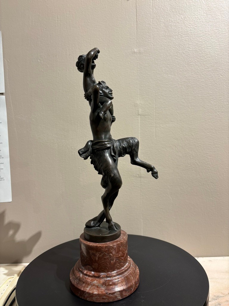 Bronze Satyr Carrying the Young Dionysus by Franz Bergman, Austria, Signed