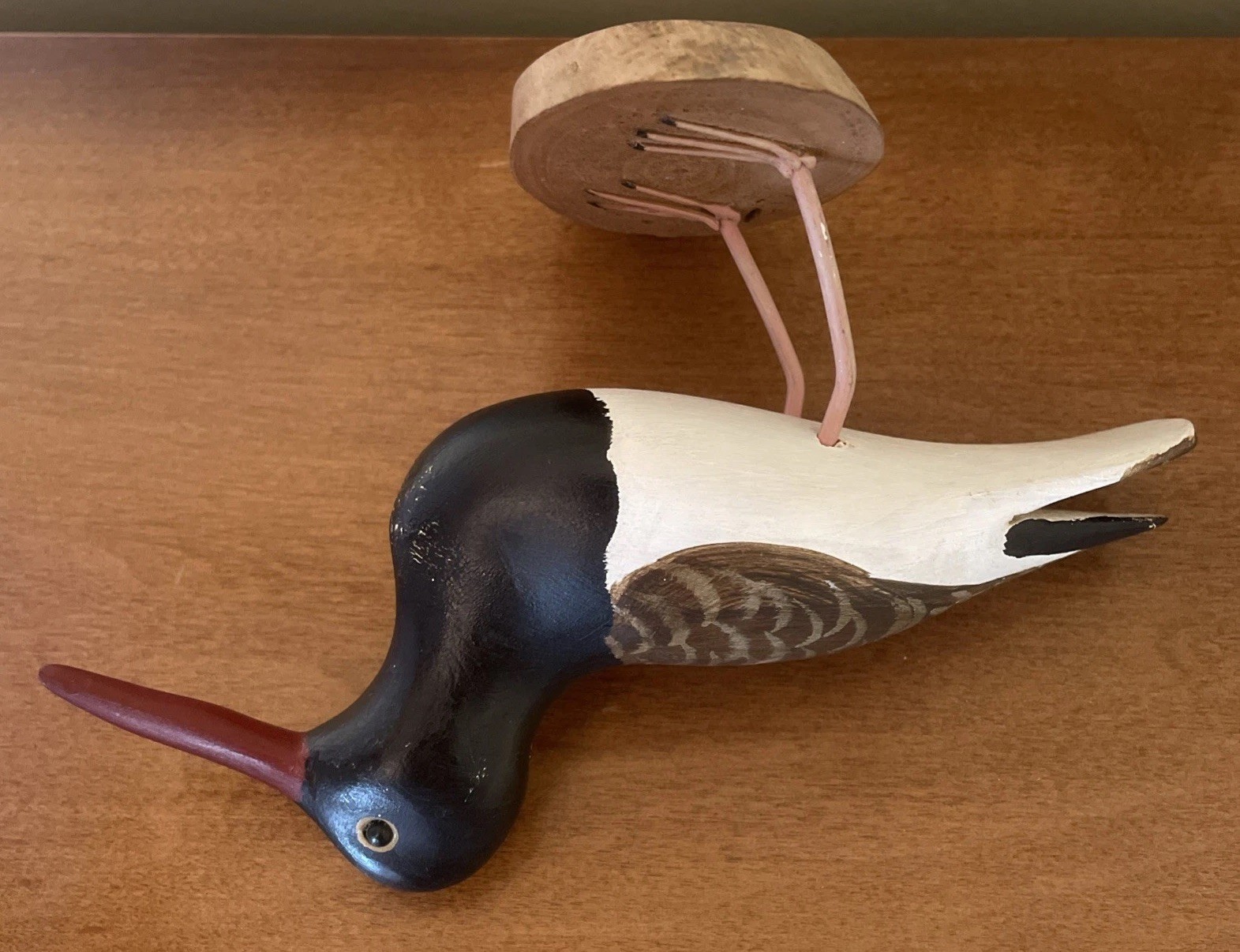 Vintage Wooden Hand Carved/Painted Oyster Catcher Bird Herb Daisey Signed 1988