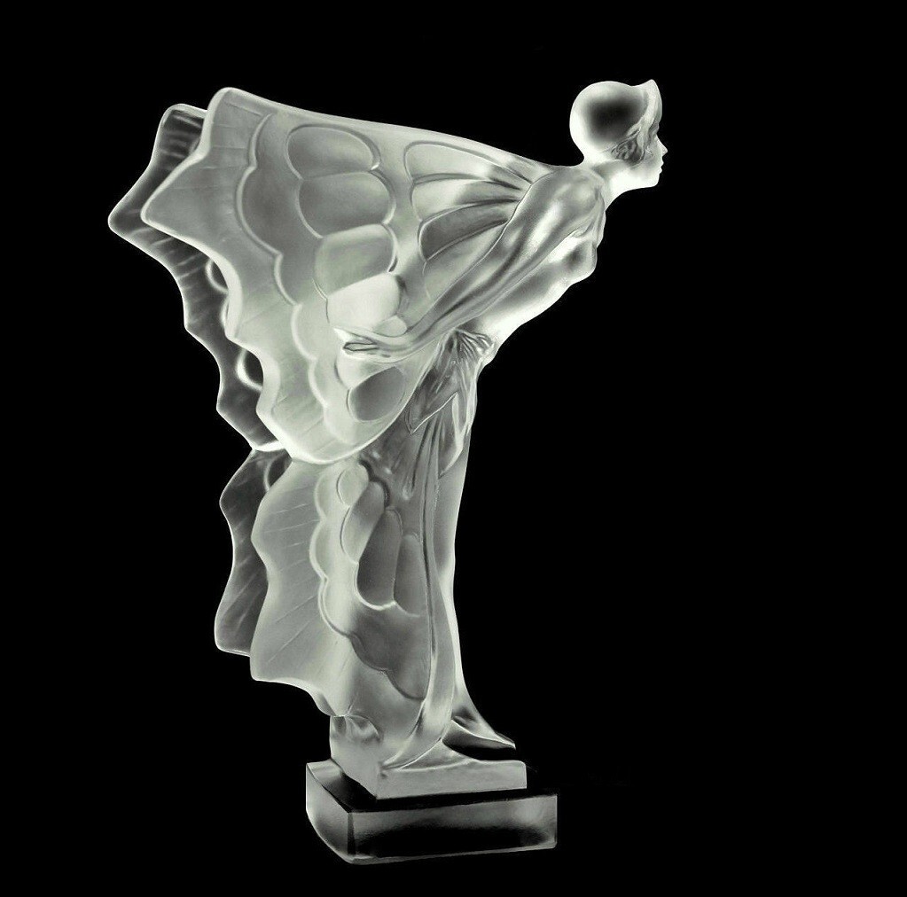 Art Deco Hood Ornament &lsquo; Flying Lady &lsquo; Glass Sculpture 1930&rsquo; H.Hoffmann