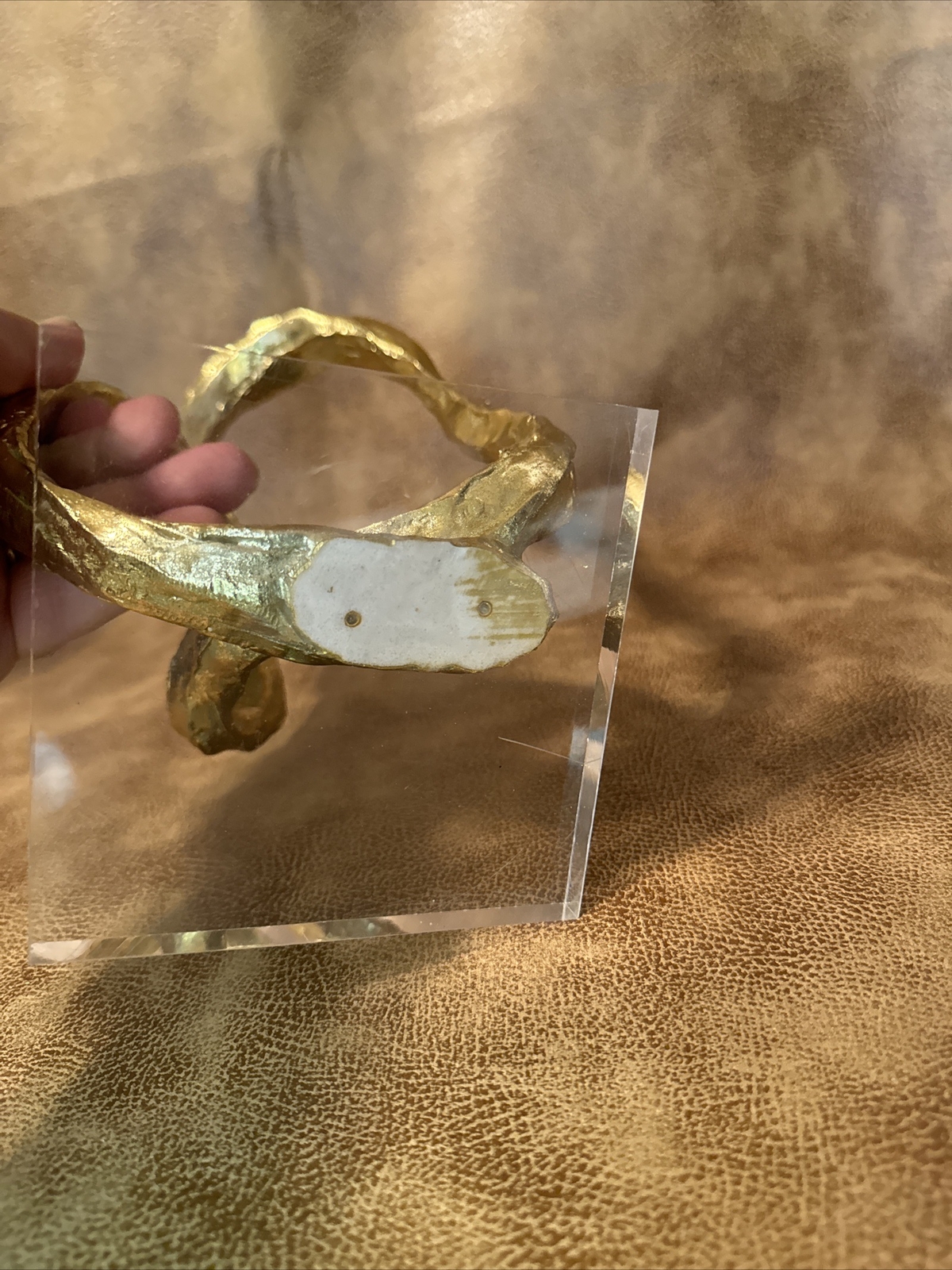 Twisted loop Gold Color Possibly Wood MCM Sculpture. ALAD