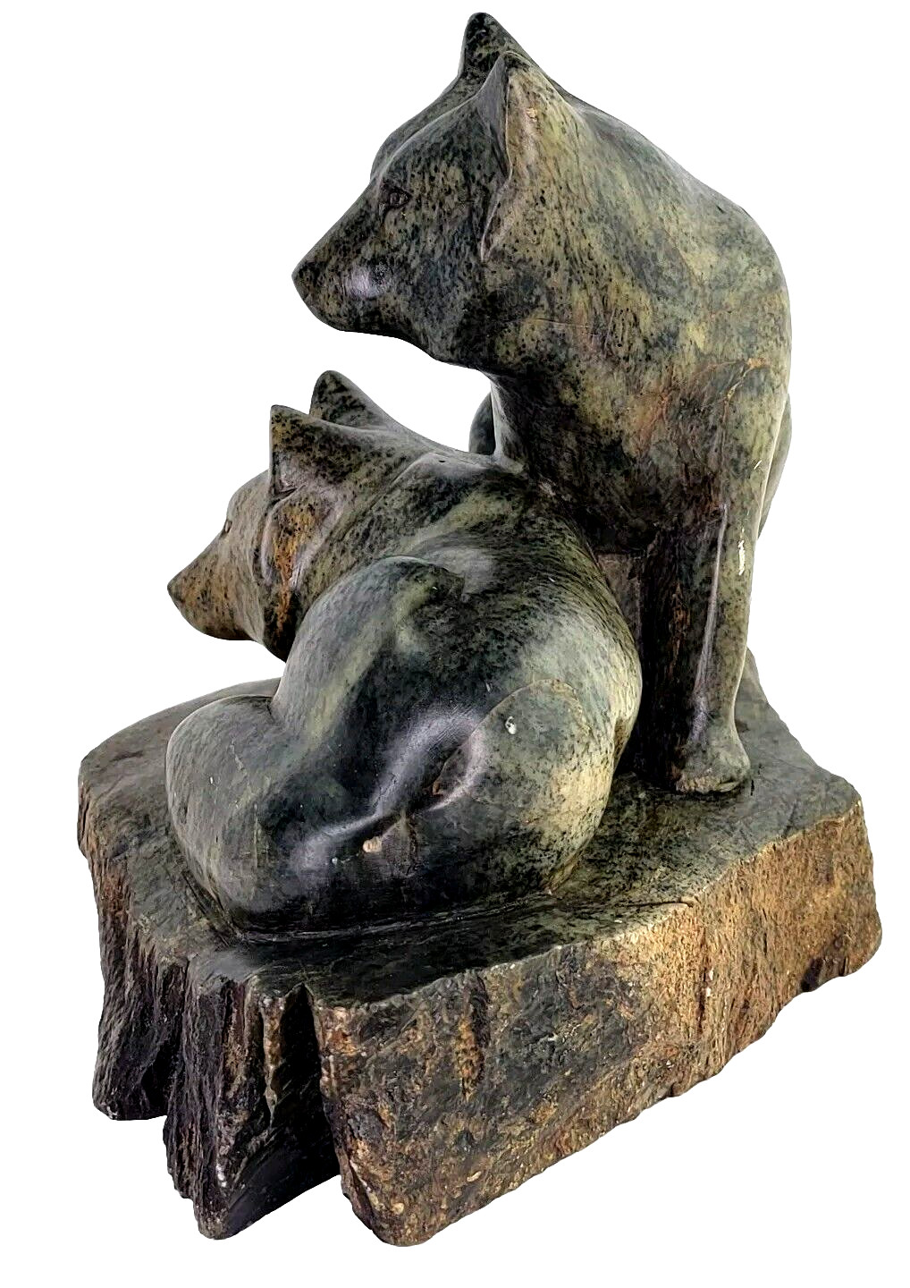 Mary Annis Inuit Eskimo Stone Carving Statue Wolf Wolves Fox Anchorage Alaska
