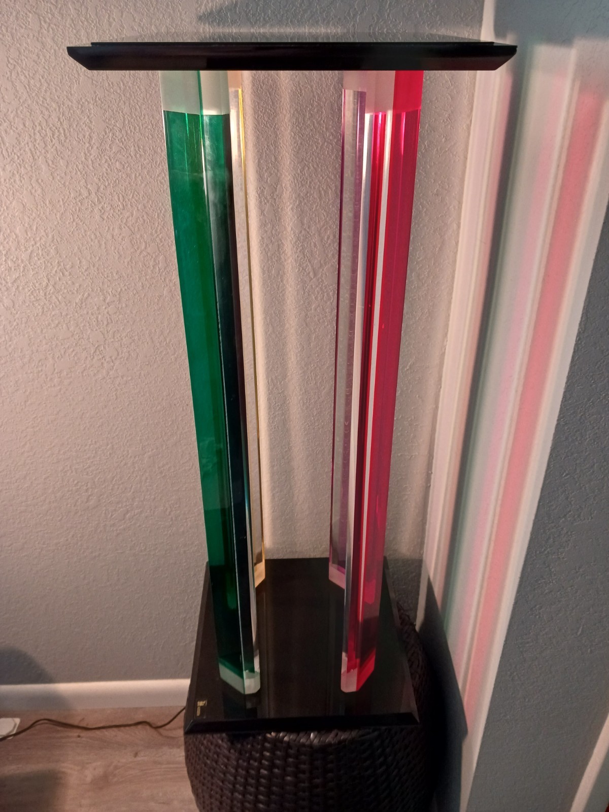 Shlomi Haziza Acrylic Sculpture Rainbow Pedestal APC-36 14&Prime;x14&Prime;x36&Prime; Excellent