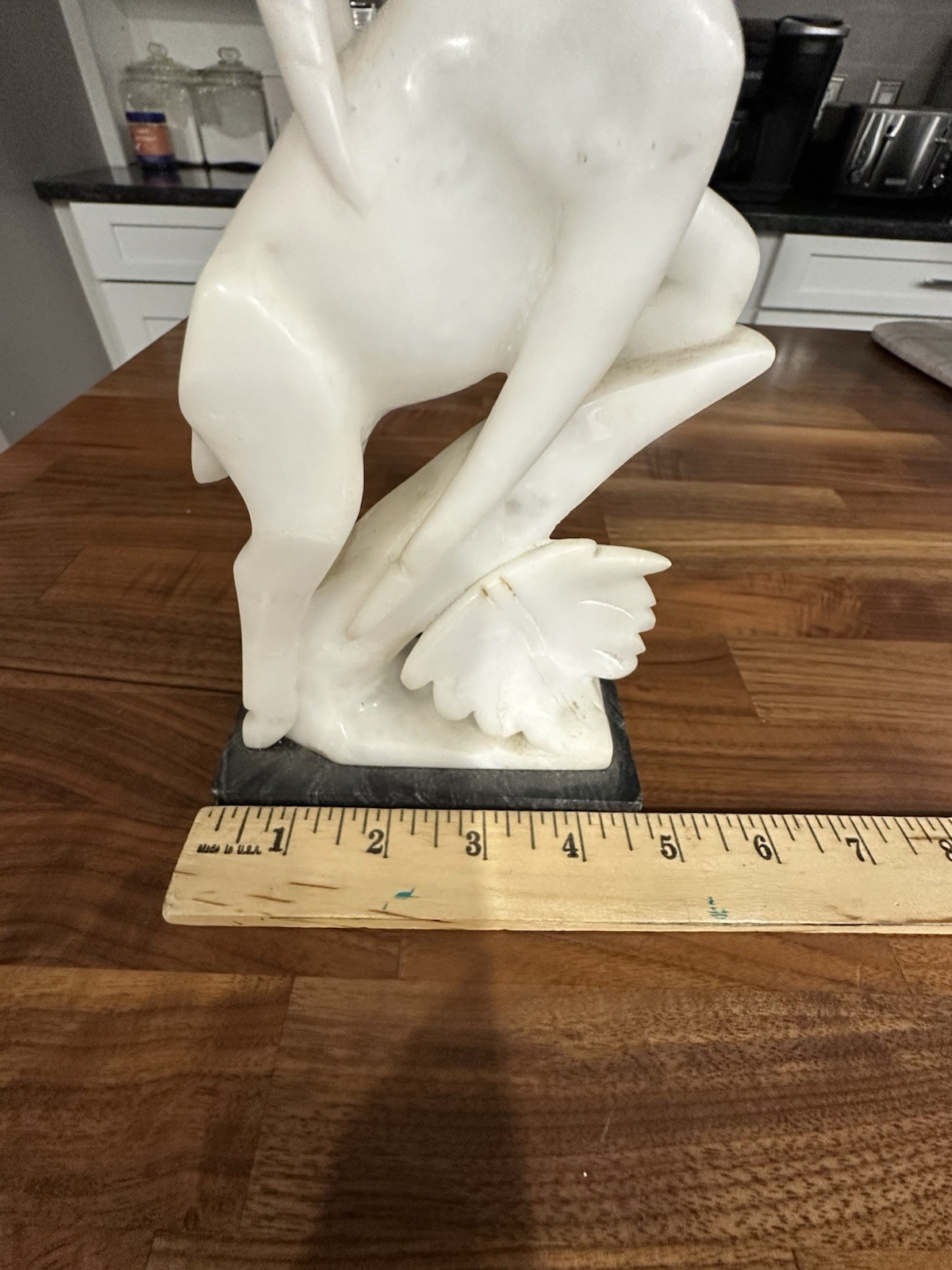 VTG 60’s Italian Carved Alabaster Gazelle On Marble Plynth