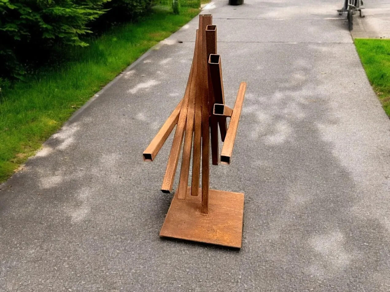 Handcrafted Modern Industrial Metal Sculpture – Abstract Outdoor Garden Art