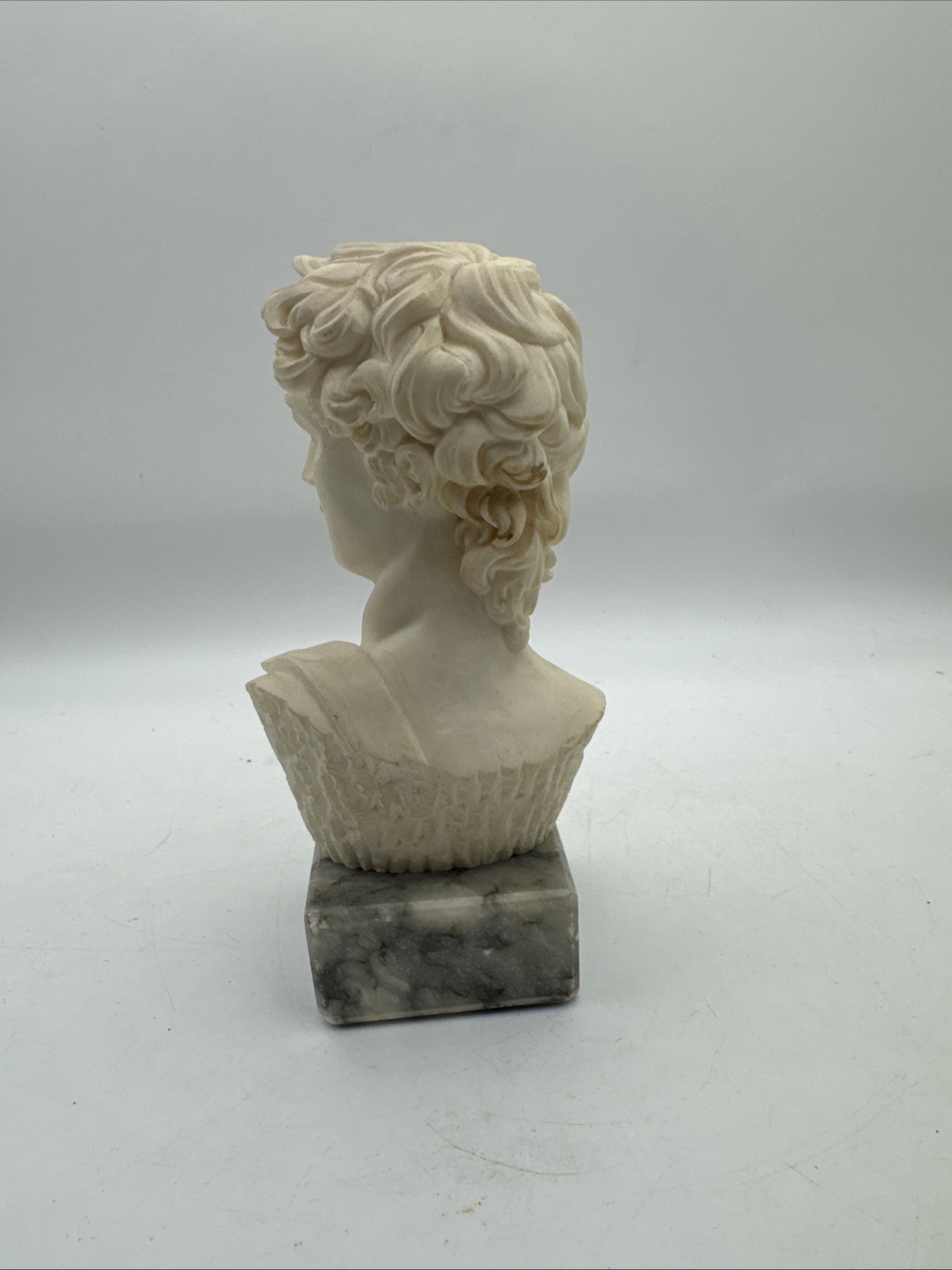 Vintage Michelangelo David Bust Carved Alabaster Marble Base 6,5