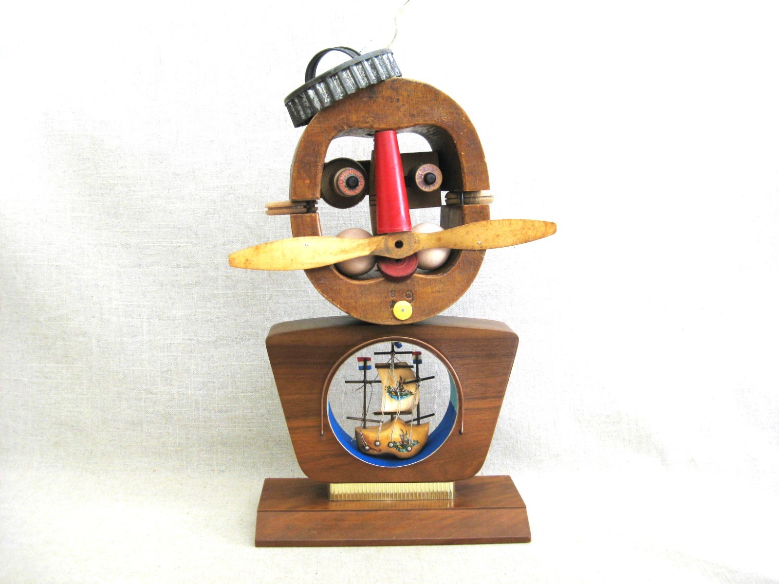 Folk Art Male Portrait Bust Sculpture Assemblage Found Object Art Statues of Men