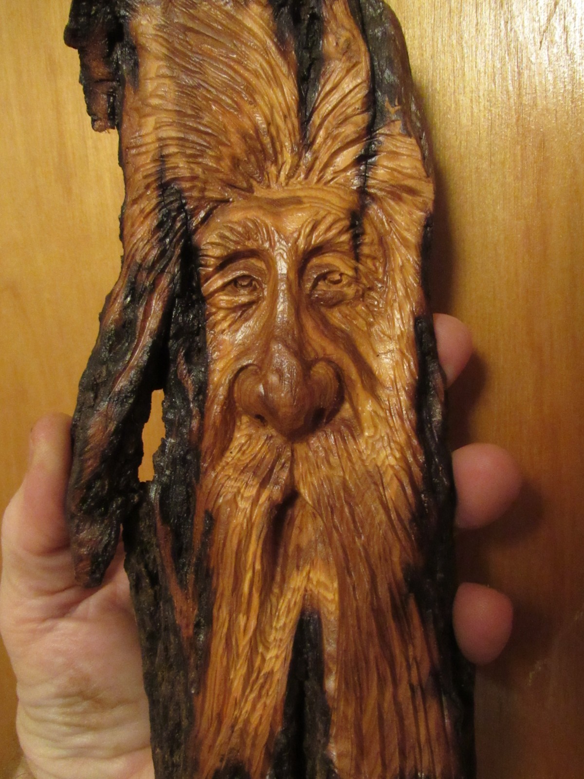 Wood Spirit Carving Wood Spirit Bark Spirit Tree Spirit Gnome Wizard #7