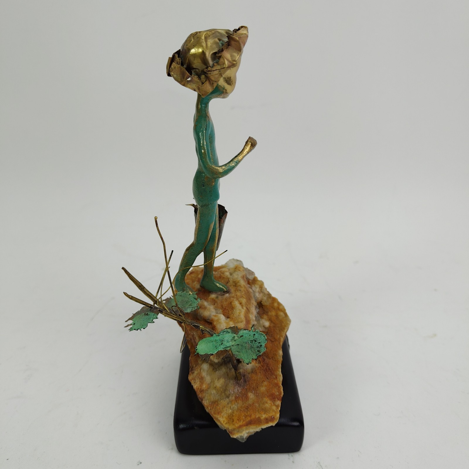 Malcolm Moran Bronze Sculpture Fishing Boy Figurine Signed MCM Art Vintage 1972