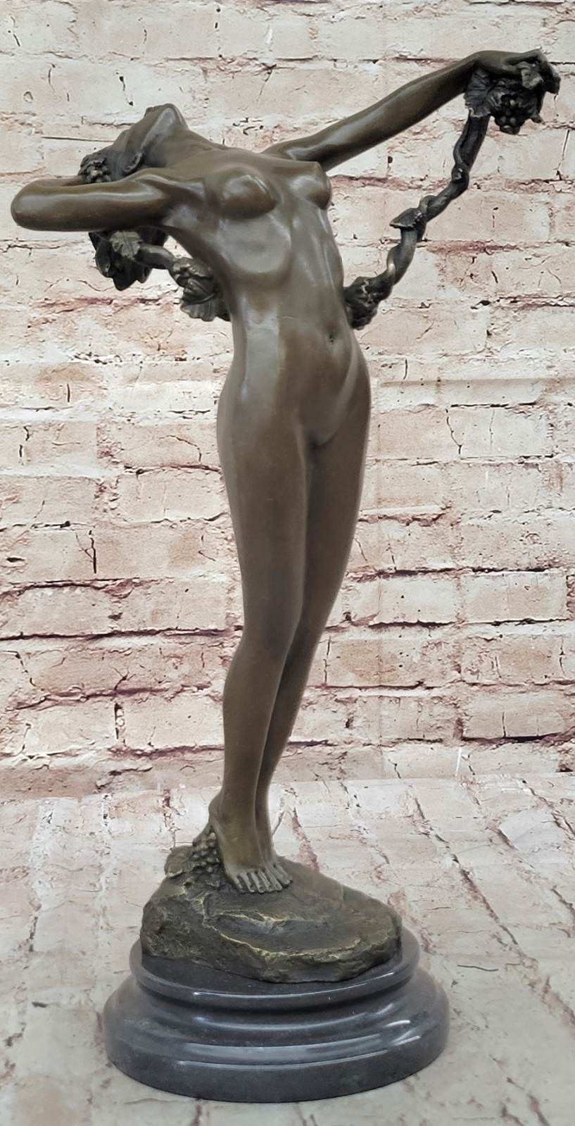 Harriet Whitney Frishmuth The Vine Female Nude Bronze 16 inches Tall Figurine
