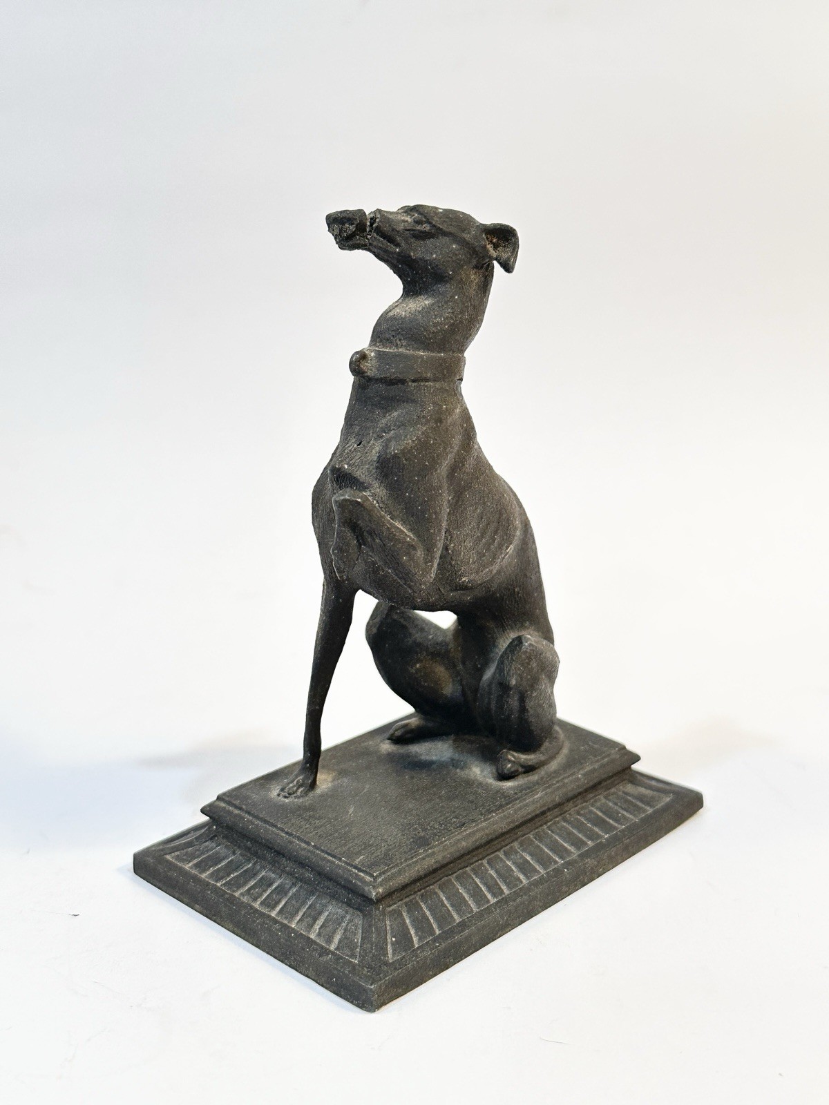 Antique Early 19th C White Metal Mini sculpture Whippet Greyhound PJ Mene Style