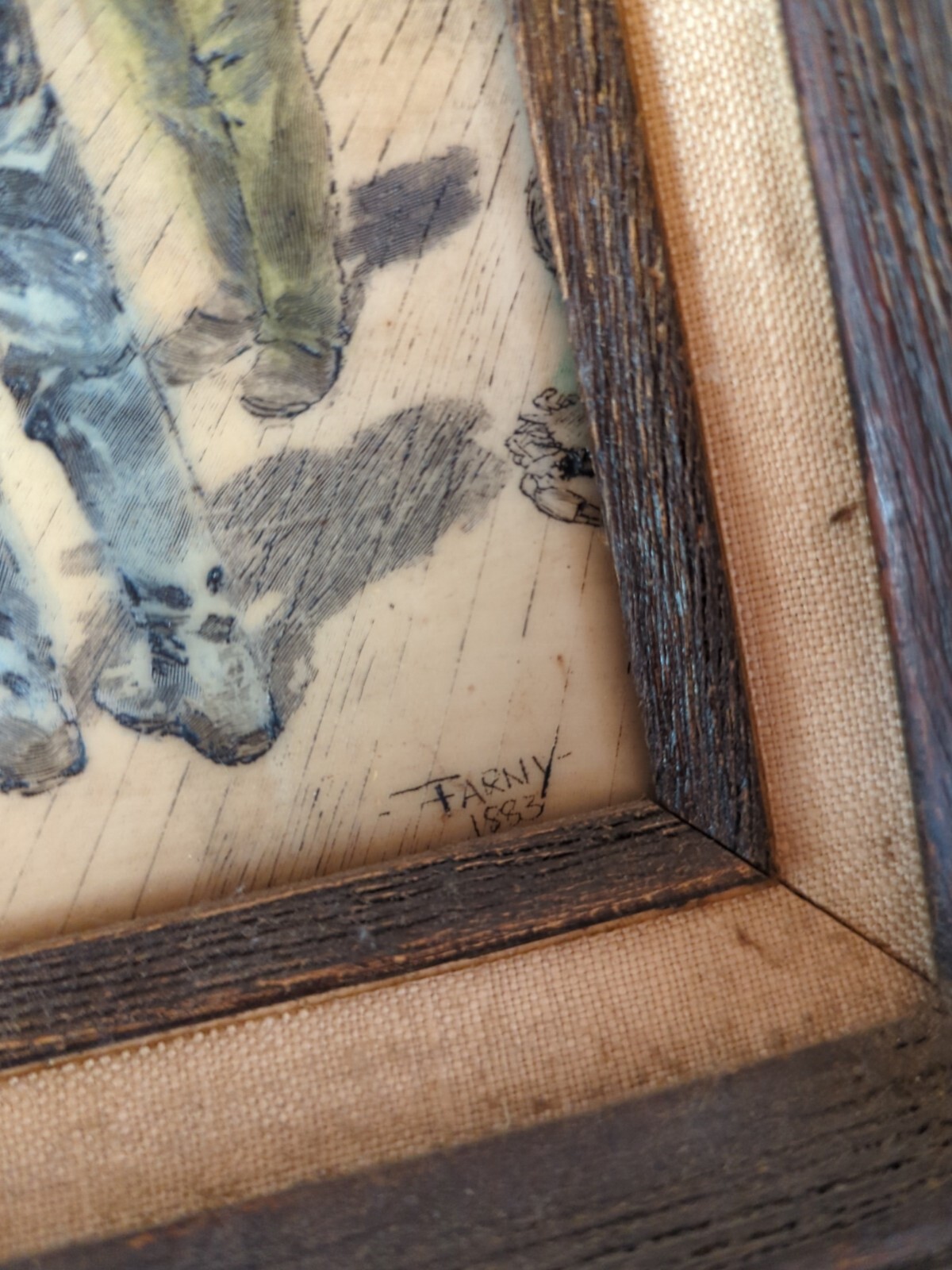 Antique 4D Henry Francois Farny – Framed Etched Panel Of San Francisco Pier 1883
