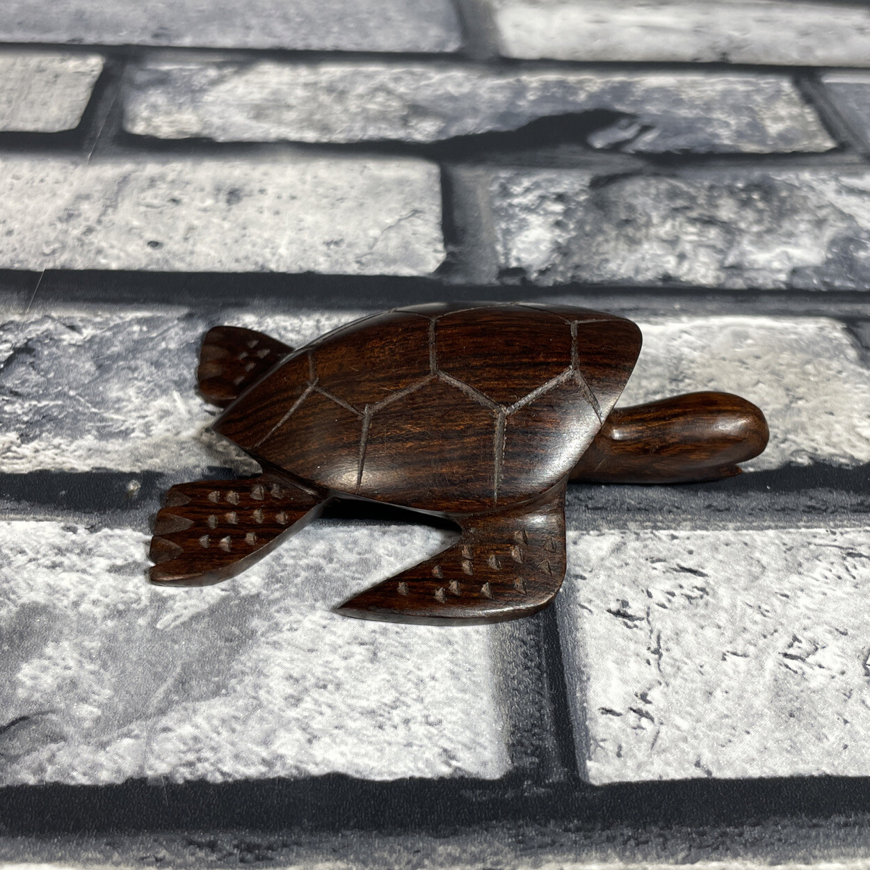 Hand Carved Ironwood Sea Turtle Sculpture Real Wood 3.75” Long