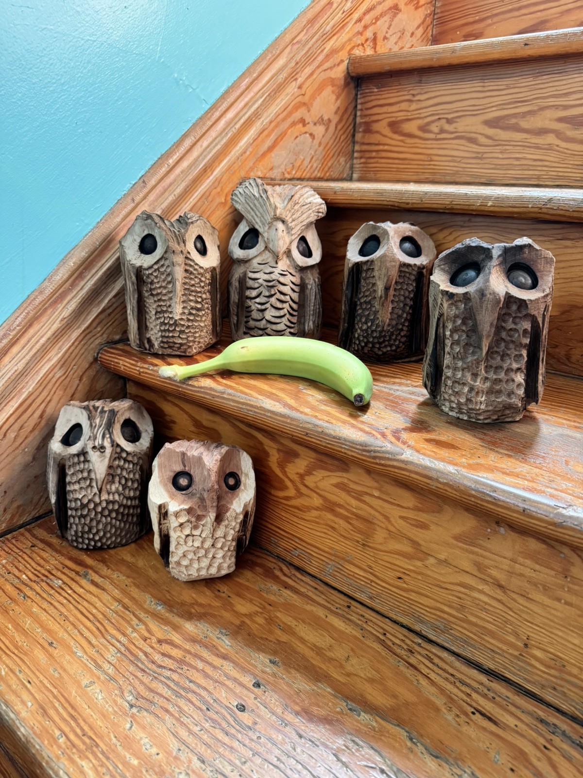 Chainsaw and Dremel Carved Wooden Baby Owls – Black Walnut, Cherry, & Cedar!
