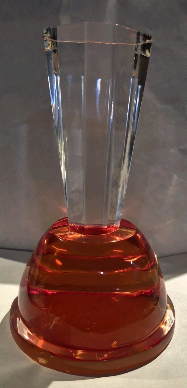 Lucite Perfume Bottle Sculpture Signed Van Teal 8 1/4” Tall Signed