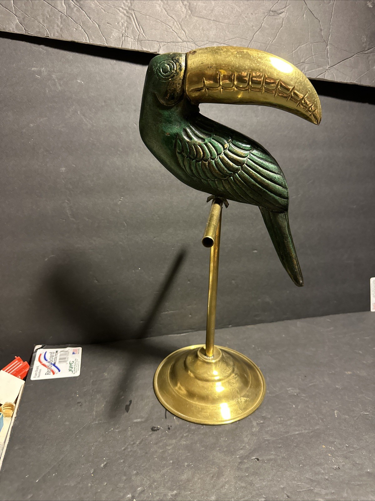 Toucan with Pedestal Solid Brass Sculpture 16 Inches #R73