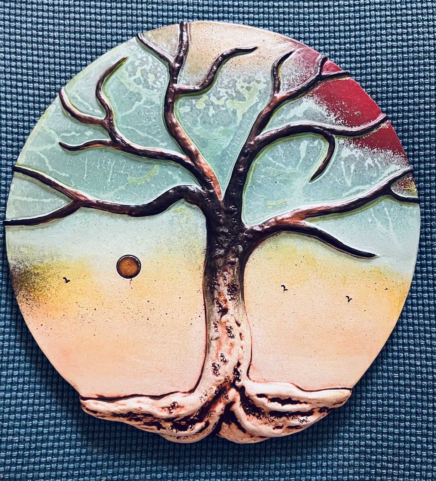 Dominique Blain Ceramic Sculpture Wall Plate « Tree Of Life” 2010. Artist Signed