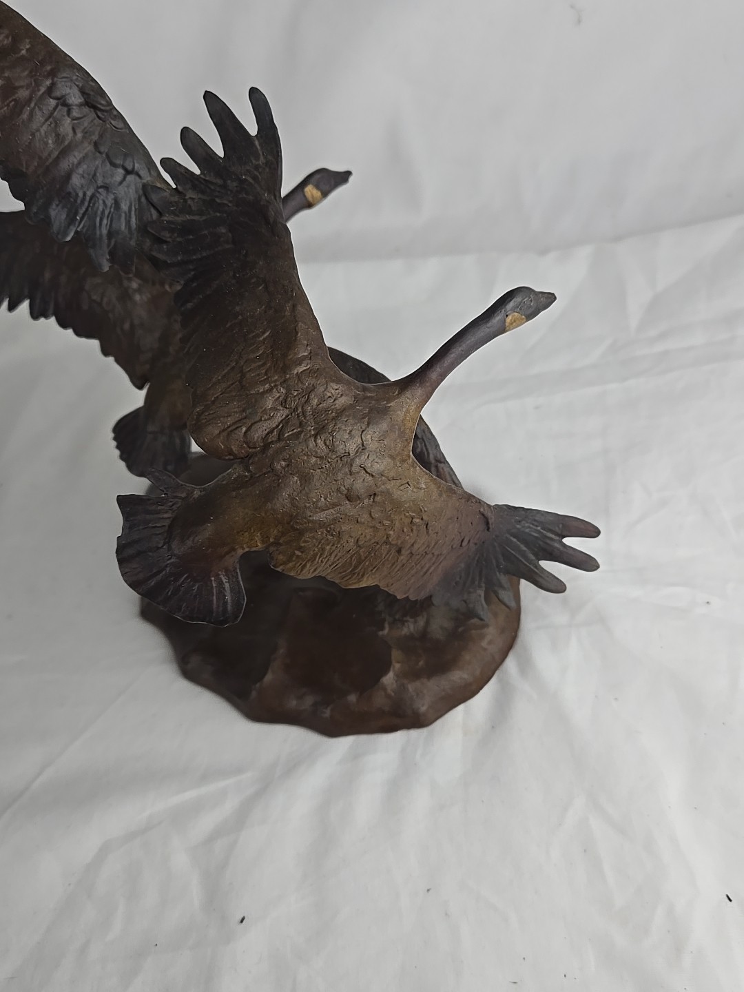 1983 Bronze Sculpture by Jonathan Bronson, « Autumn Flight » Canada Geese Flying