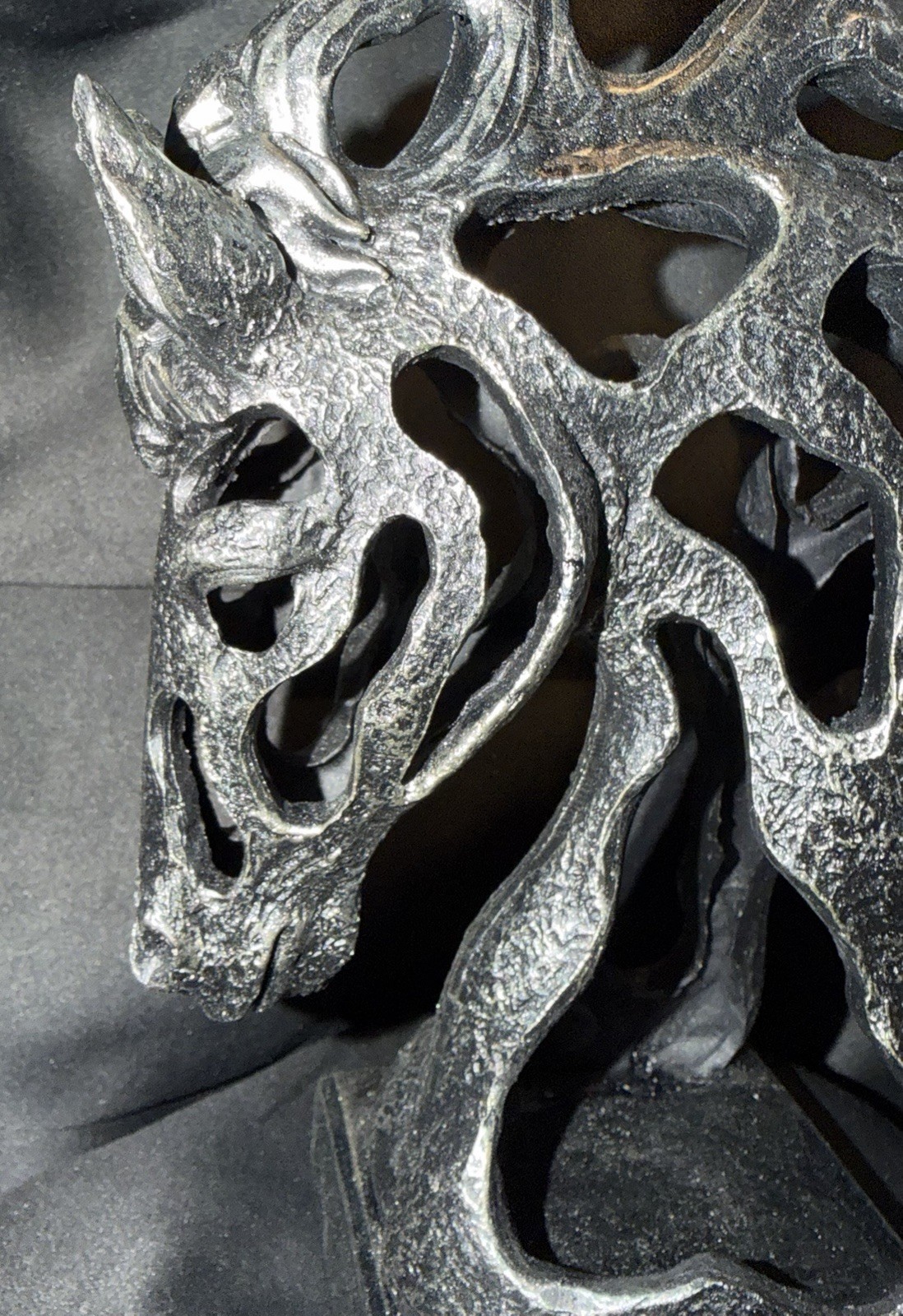 Horse Bust Steel-Like Sculpture on Base 10”H Beautiful Modern Contemporary Art!