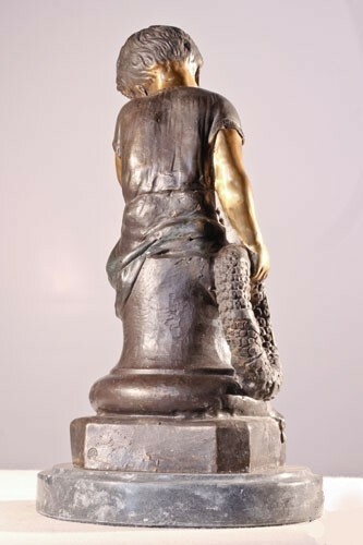 Auguste Moreau « Crying Girl » Bronze Sculpture, 20&Prime;H x 16&Prime;L