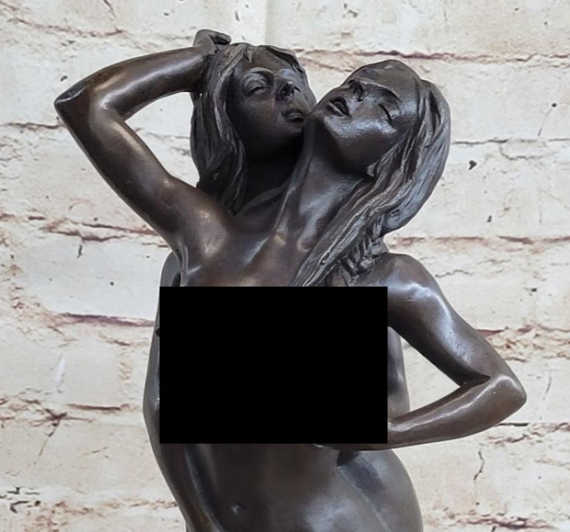 Nude Bronze Sculpture Statue Hot Cast Original Collectors Edition Two Female Art