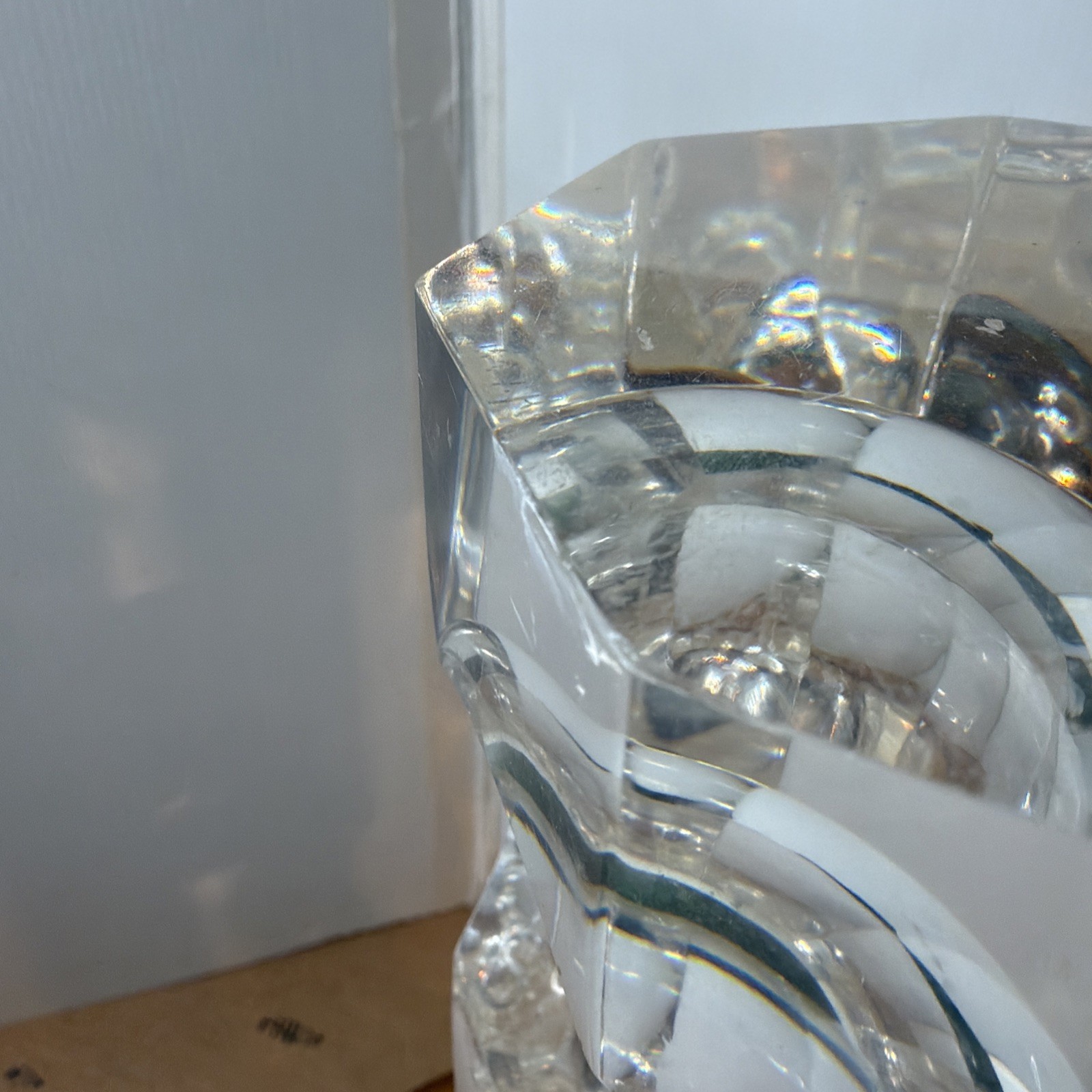 Vintage Mid Century Modern Lucite Bubble Sculpture 8-Sided Geometric Art