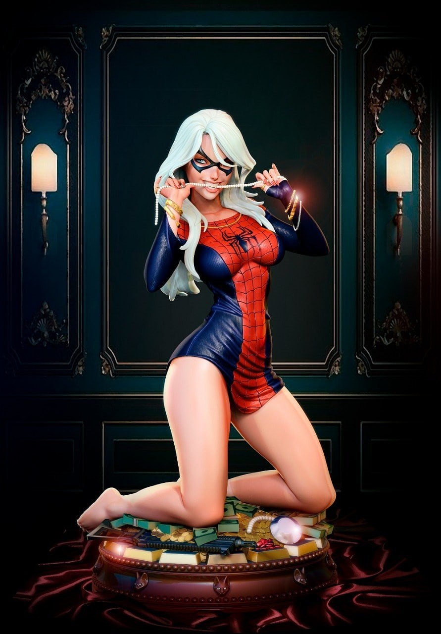 Sexy Black Cat Spiderman Outfit! 3D Printed 16k! Painted or Unpainted!
