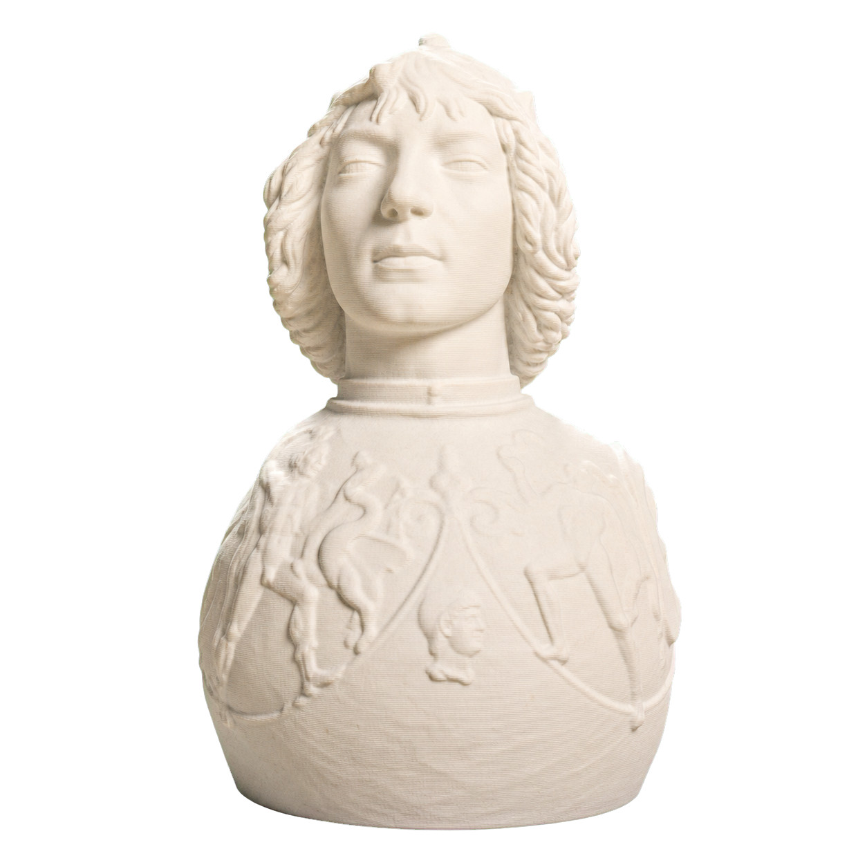 Helmet-clad man and chest harness with relief Collectible Bust Statue