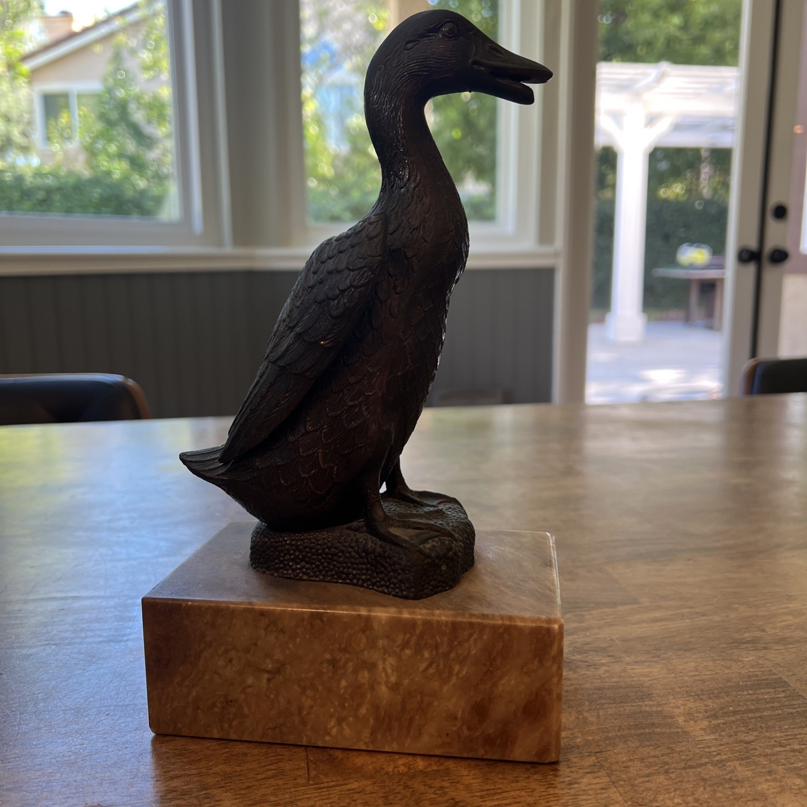Bronze Duck 7 1/2&Prime; Sculpture on Marble – MINT / MADE IN ITALY – SAME DAY SHIP
