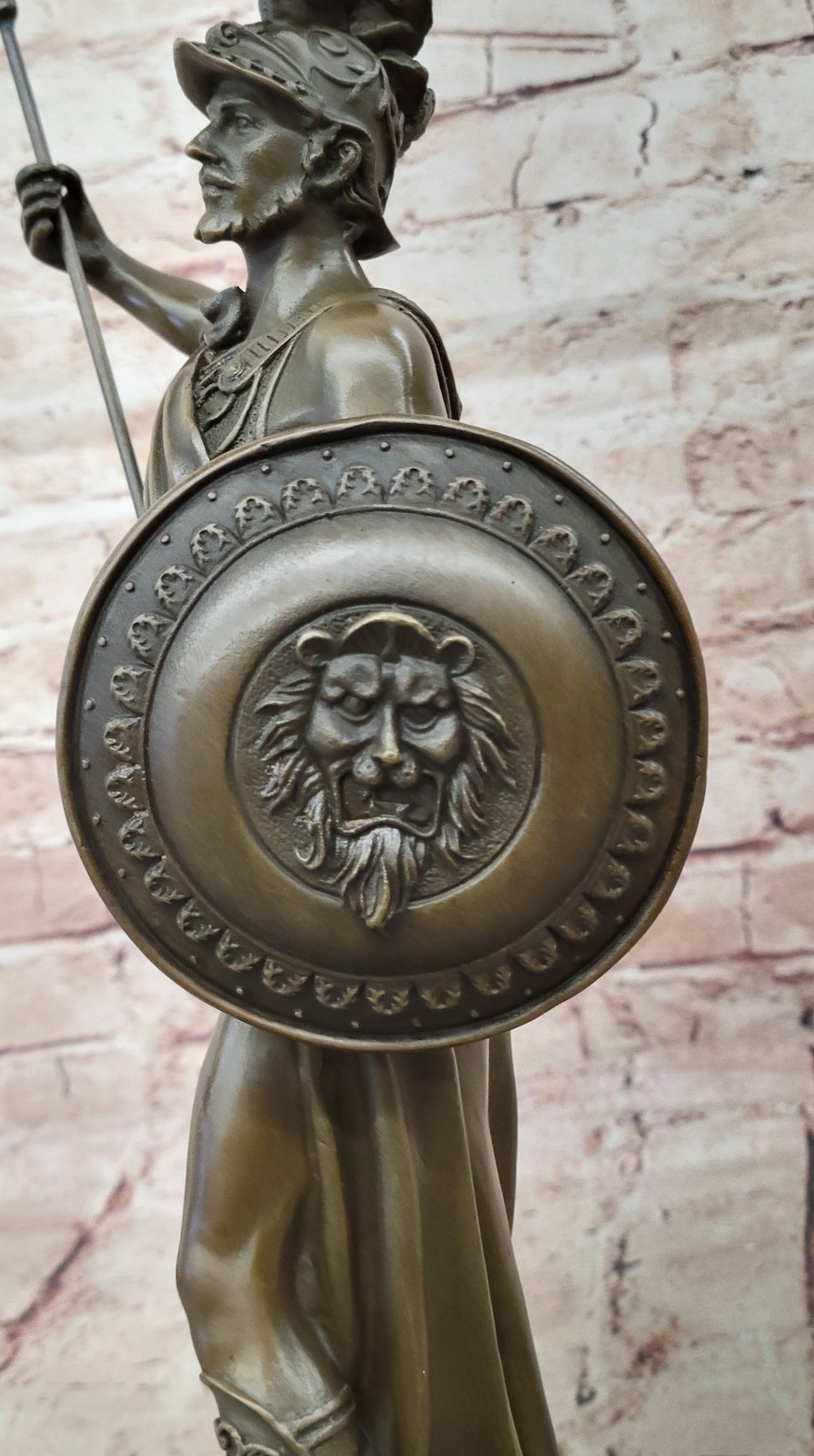 VINTAGE BRONZE BUST SIGNED MARBLE BASE ROMAN / GREEK BEARDED MAN SOLDIER FIGURE