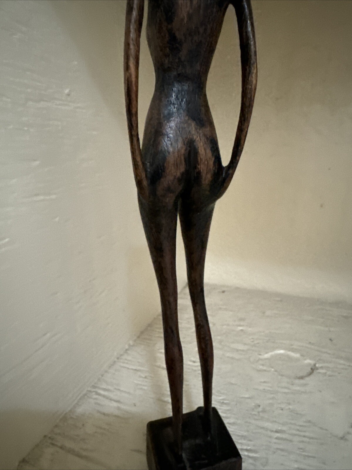 MID CENTURY WOOD SCULPTURE FEMALE MODEL Women WOMAN MODERNIST SIGNED MYSTERY