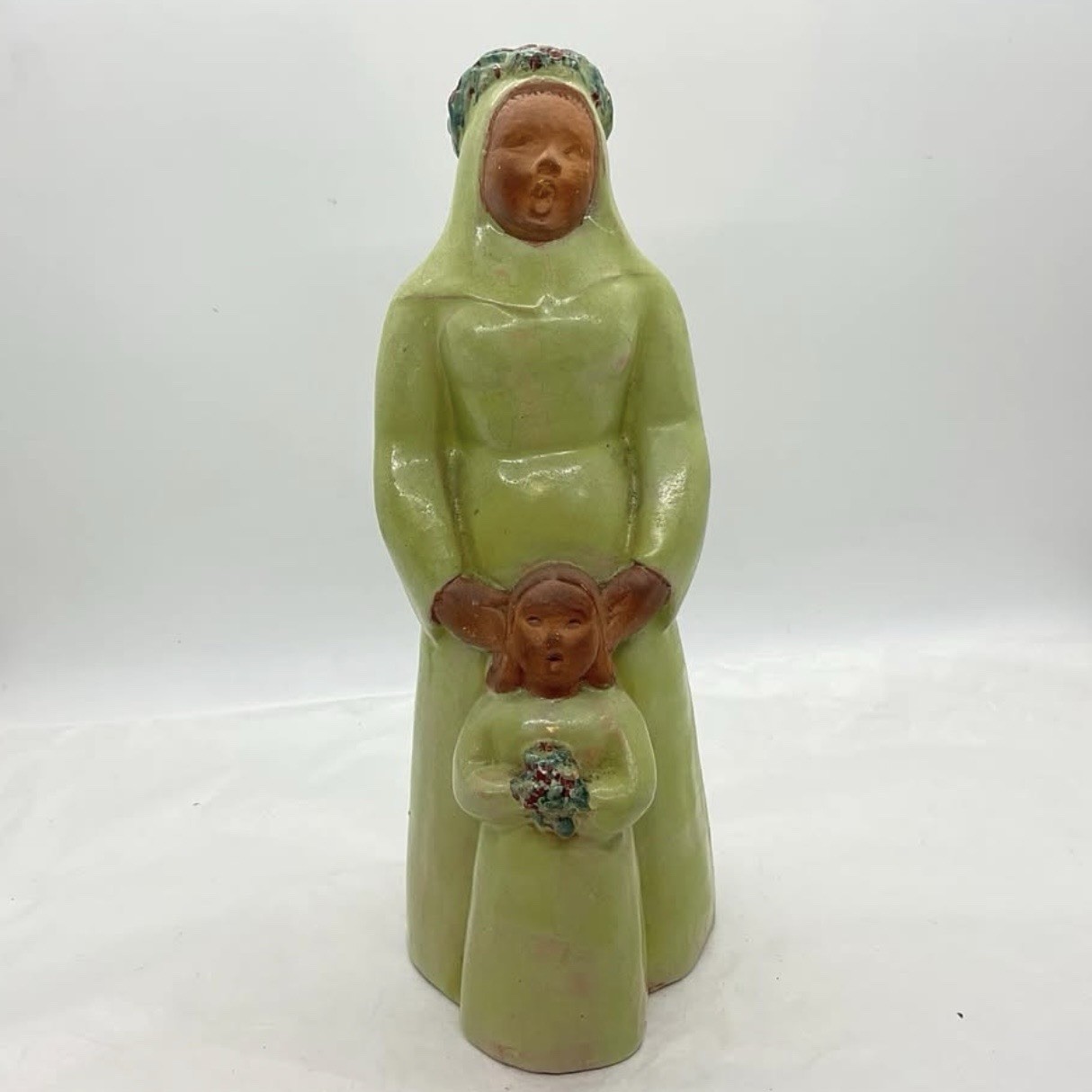 Vintage Signed Maxime Ewertz Figural Sculpture Woman & Child Rare One Of A Kind
