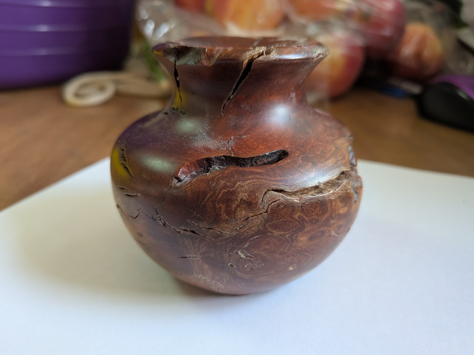 Vtg Manzanita Burl Wood Bud Vase Los Banos Ca. Mid Century 3.25” FREE SHIP