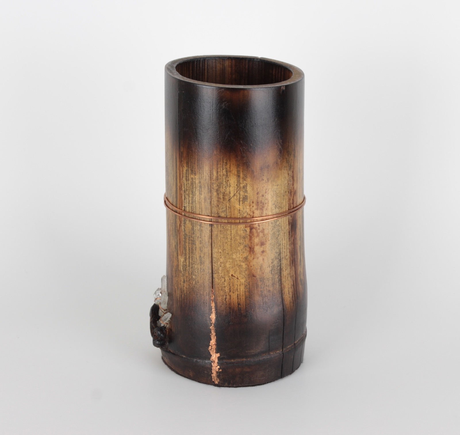 Handcrafted Quartz Crystals « From the Crystal Forest » Bamboo Sculptural Vessel