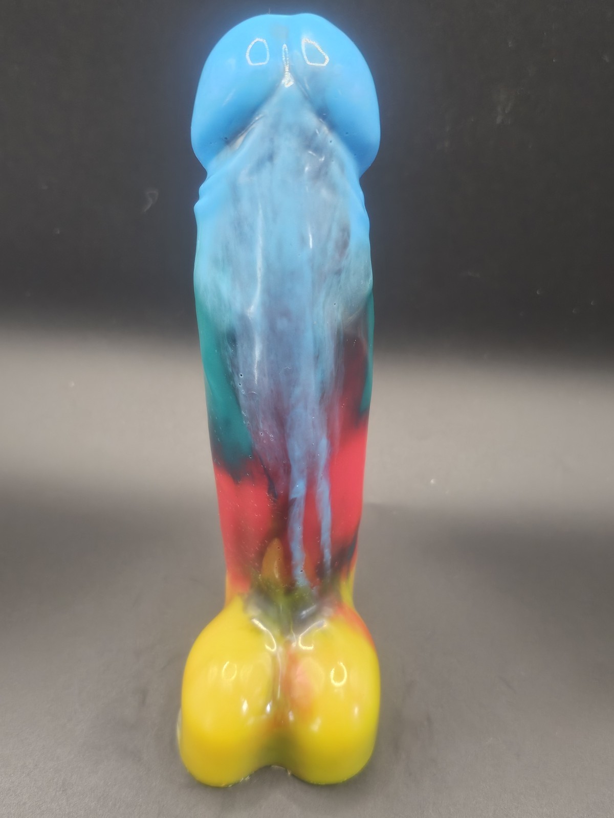 Rare UNIQUE One Of A Kind Resin Rainbow Colored 7&Prime; Cock Statue