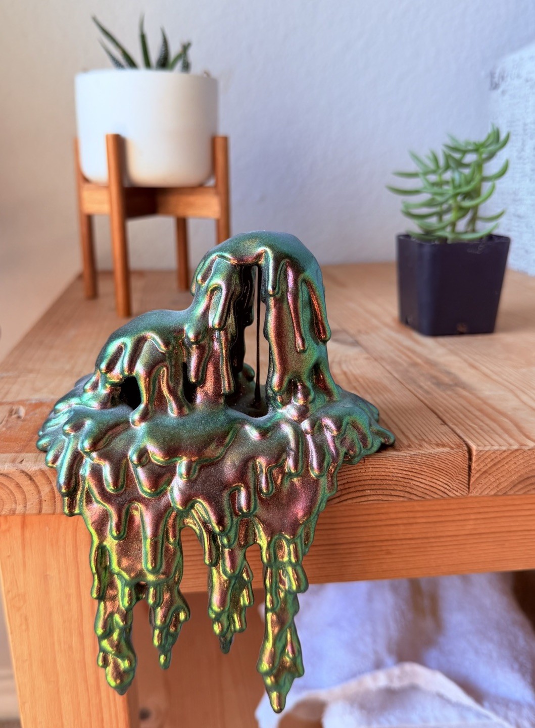 Dan Lam Art Sculpture Drip Shelf Sitter Metallic Green 2023 Signed