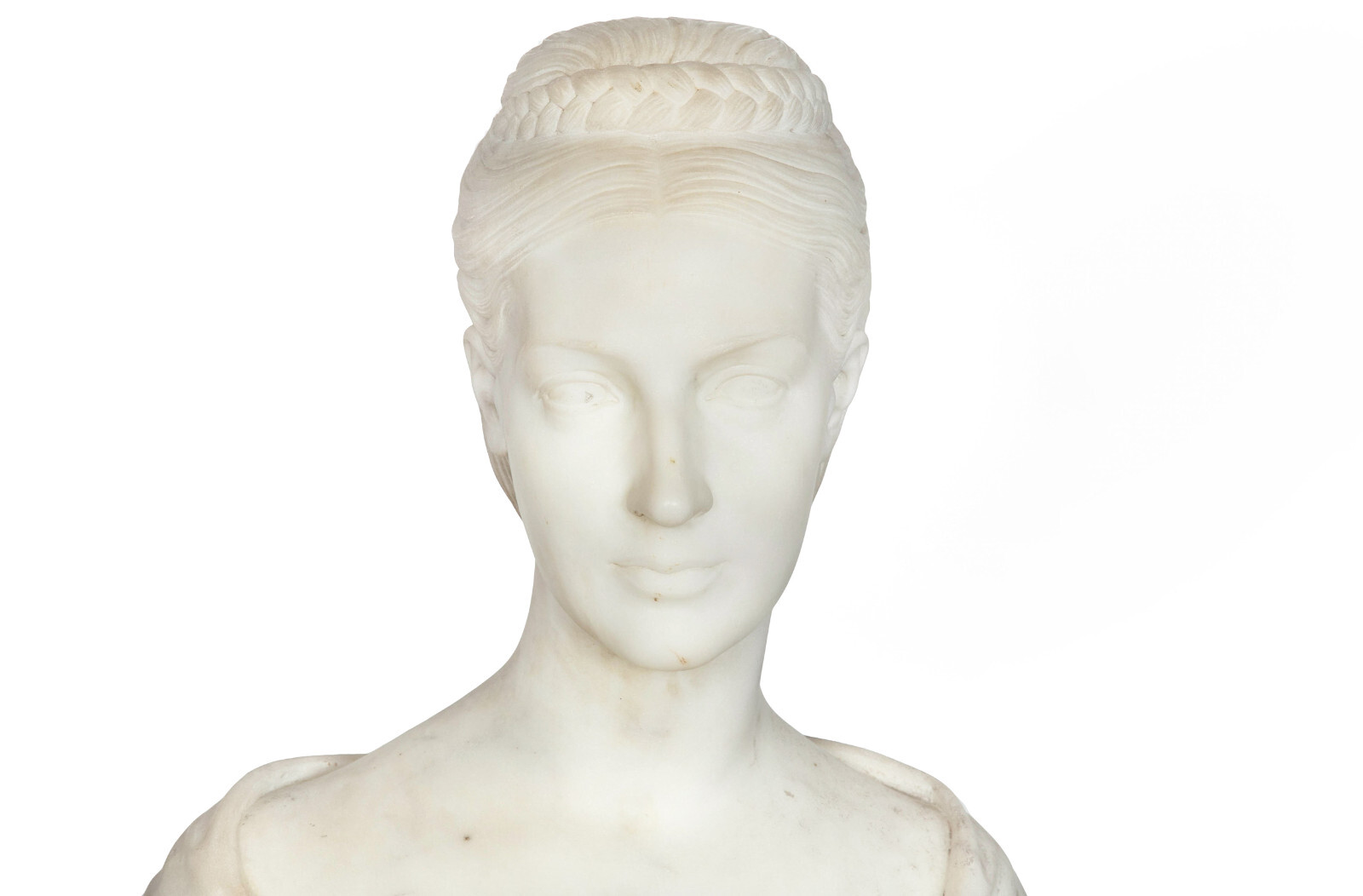 English Antique Marble Bust “Lady Layard” by John Warrington Wood ca. 1870