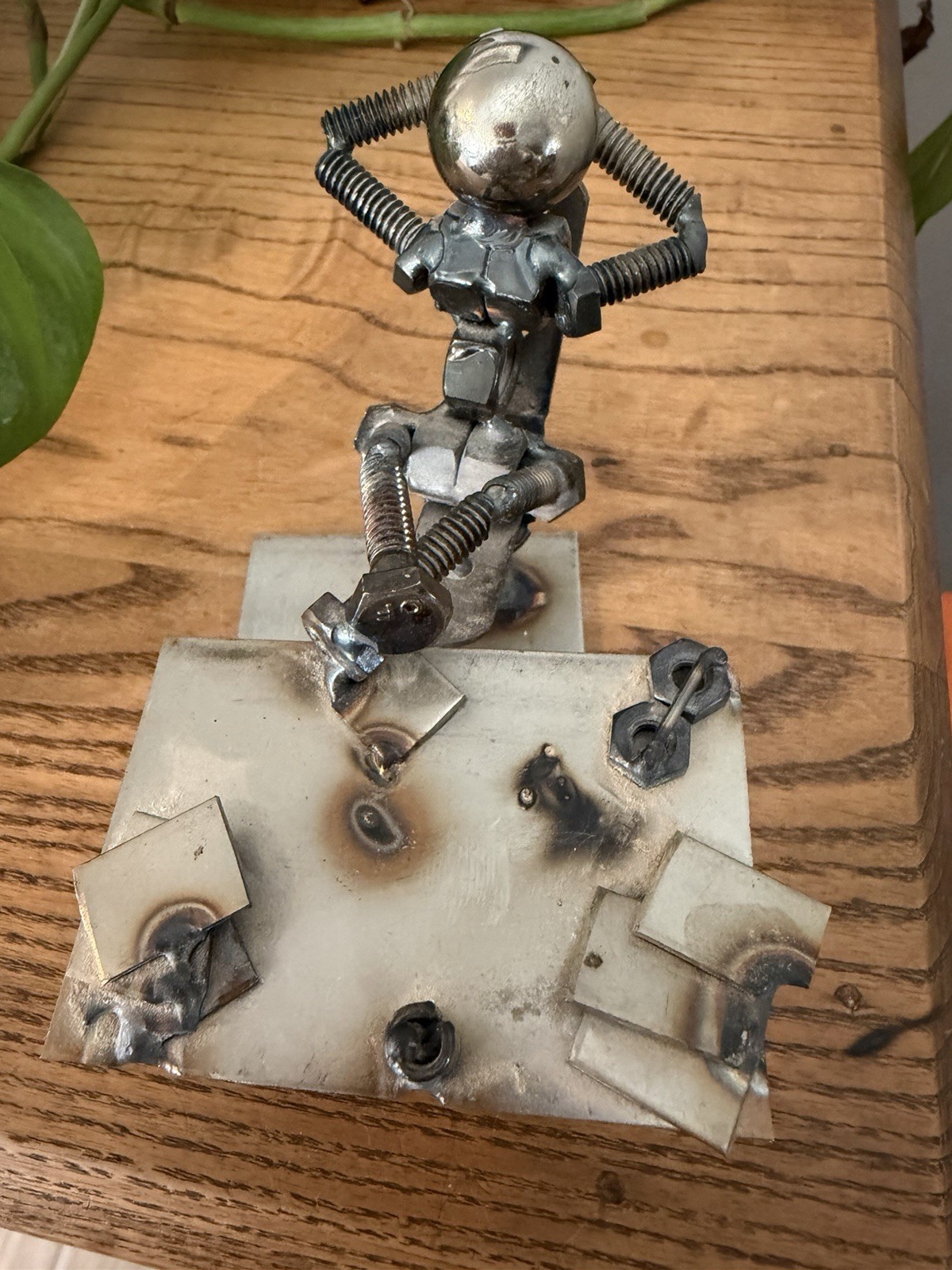Vtg Steve Appel Artist Bolt People Metal Art Sculpture Person Desk Signed/Label