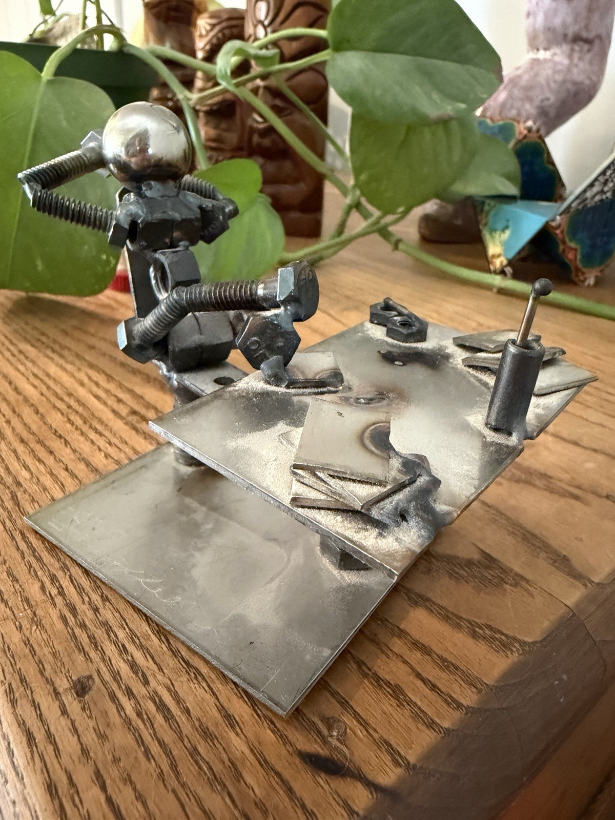Vtg Steve Appel Artist Bolt People Metal Art Sculpture Person Desk Signed/Label