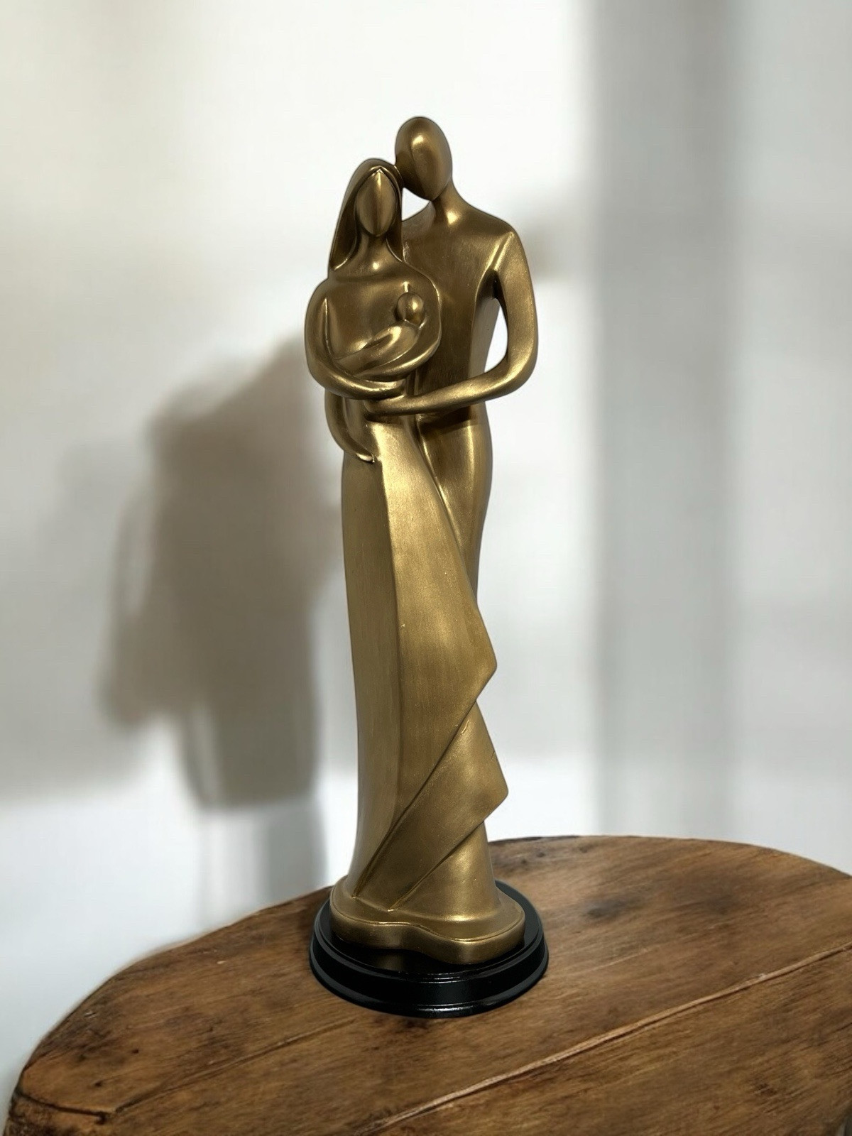 Romantic Art Deco Abstract Sculpture 15” Family Of Family of 3 Bronze Color