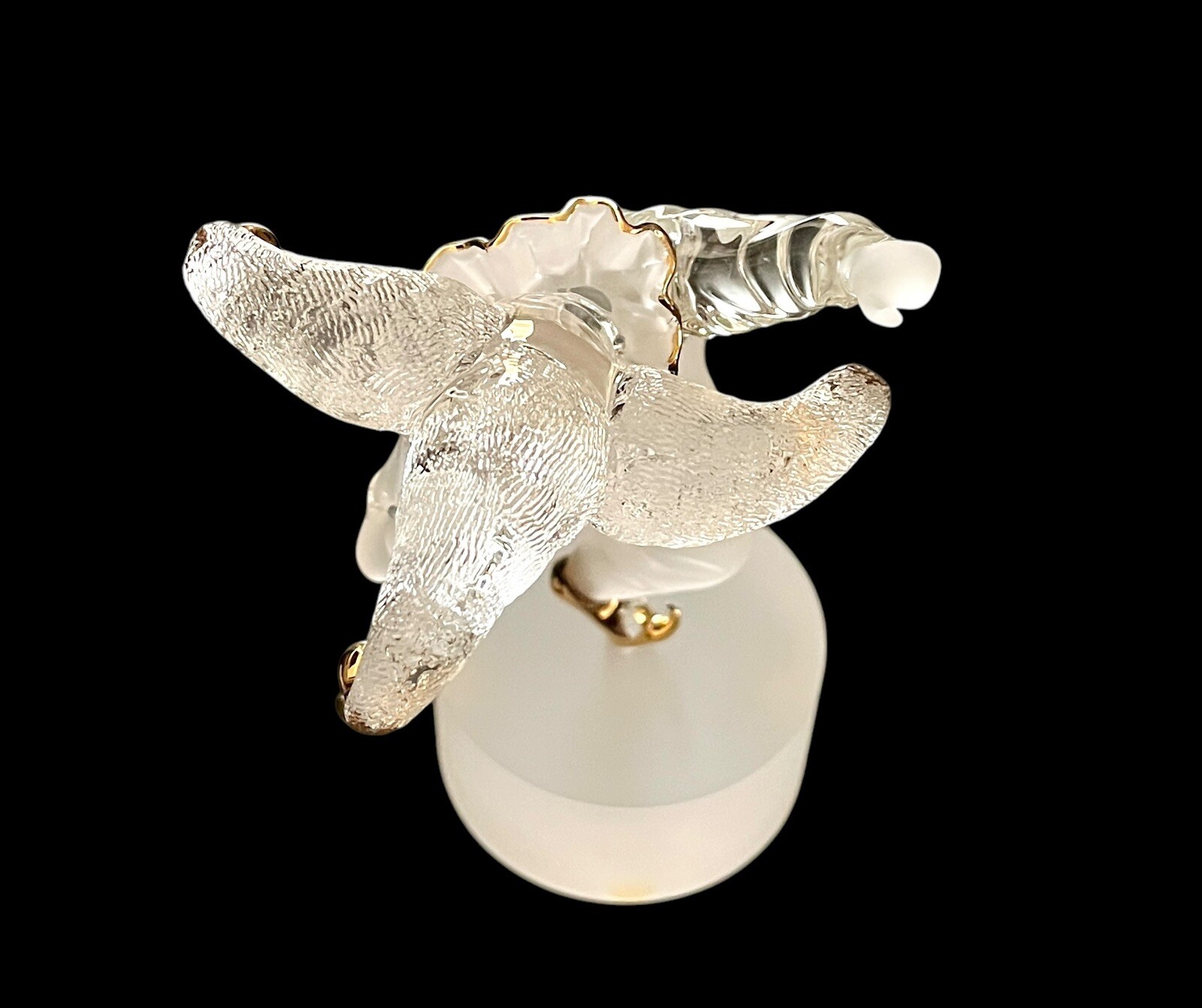 Rare Vintage James Lawrence Clear Frosted Glass Jester Sculpture w/Signed Base