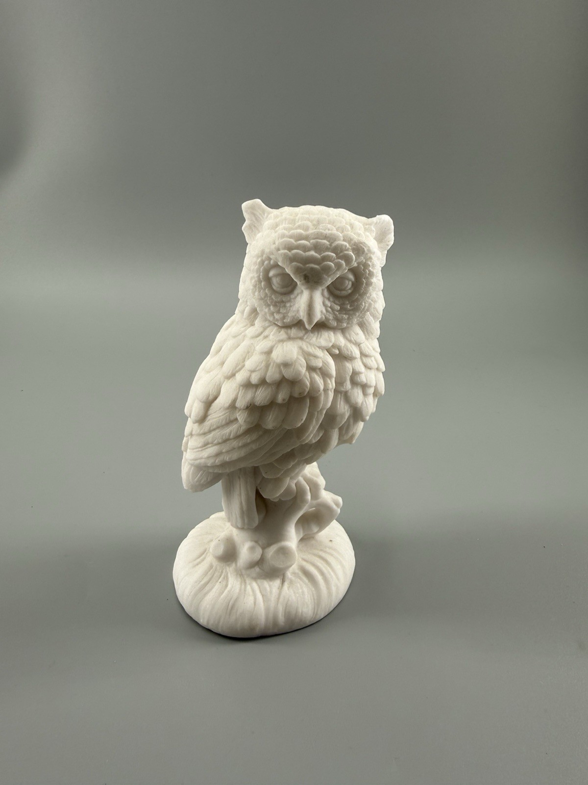 Vintage A. Santini Alabaster White Owl Sculpture Made In Italy