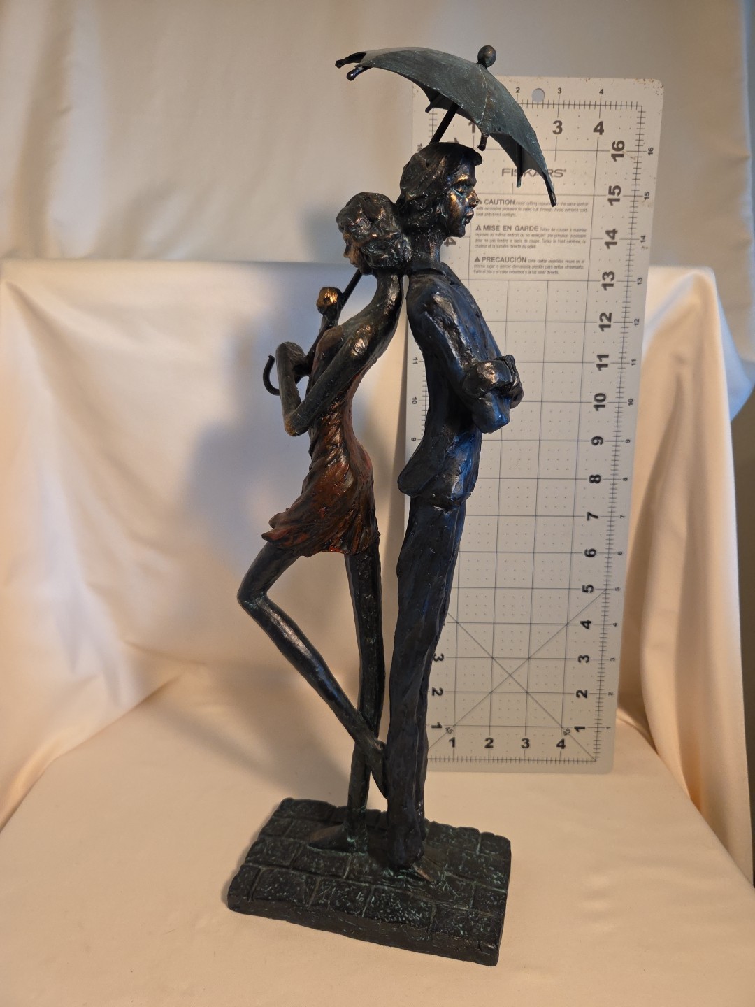 Resin Couple Dancing In The Rain Lightly Tinted Color 16&Prime;x5&Prime; Love The Rain