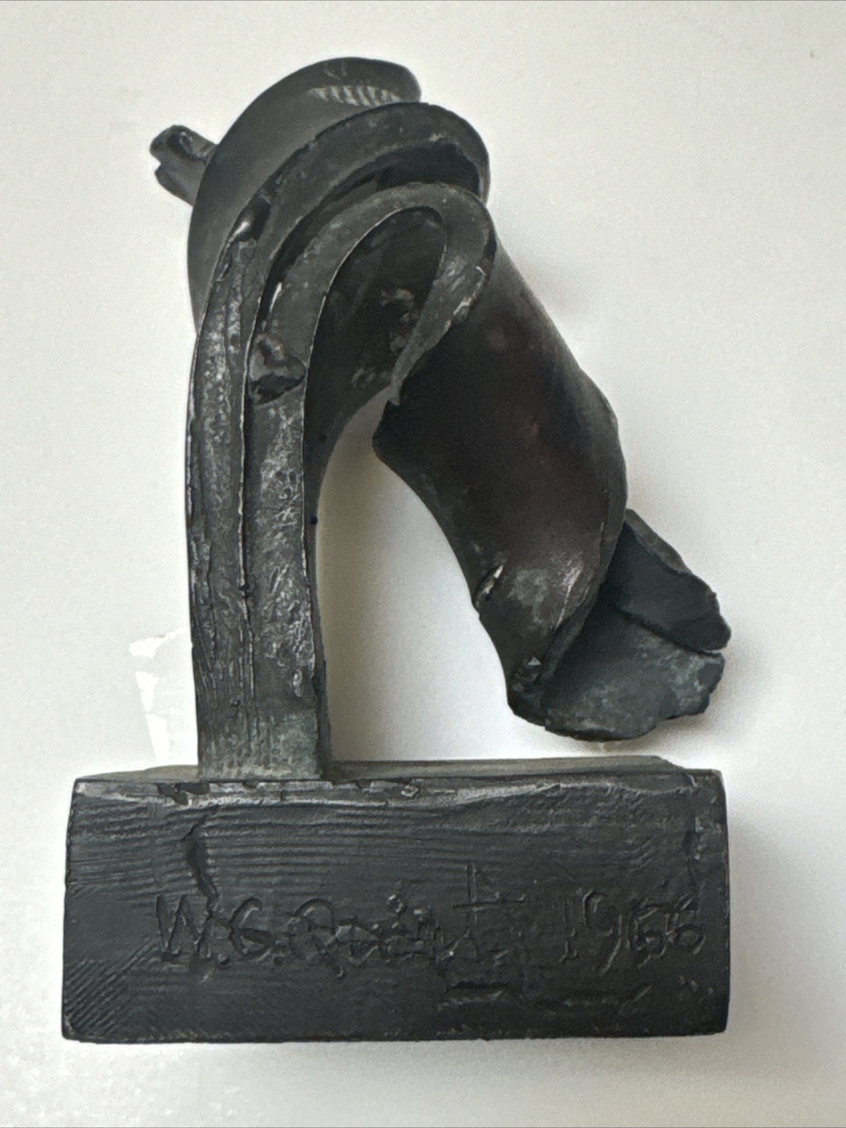 Mid Century Abstract Sculpture Bronze Metal 1960’s Signed Dated Mystery Twisted