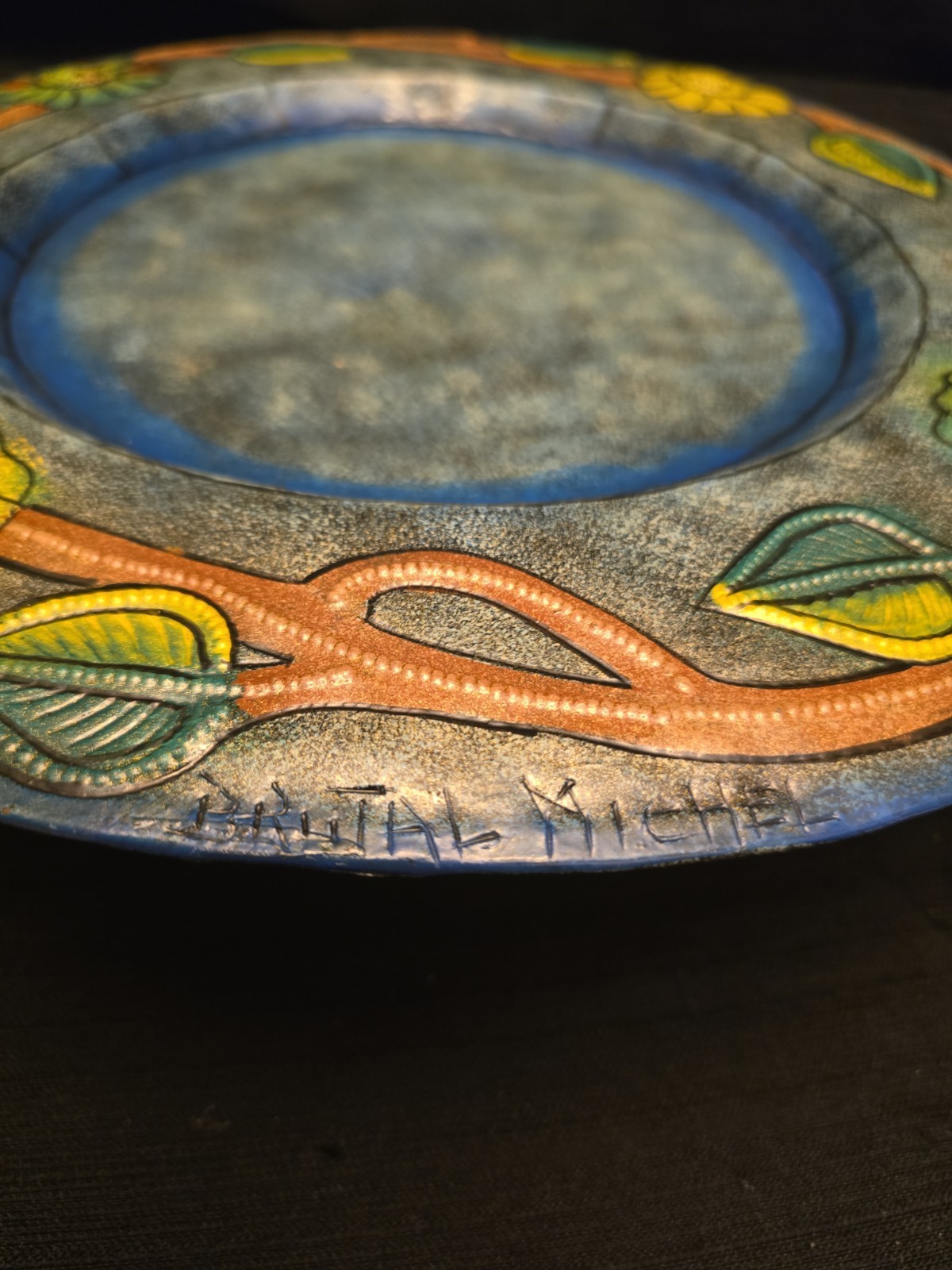 Michel Brutal Art Haitian Metal Art Haiti Plate 13&Prime; Recycled Steel Drum