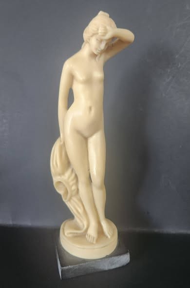 A SANTINI The Bather Alabaster Sculpture Signed
