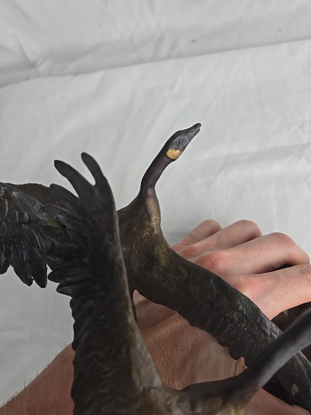 1983 Bronze Sculpture by Jonathan Bronson, « Autumn Flight » Canada Geese Flying