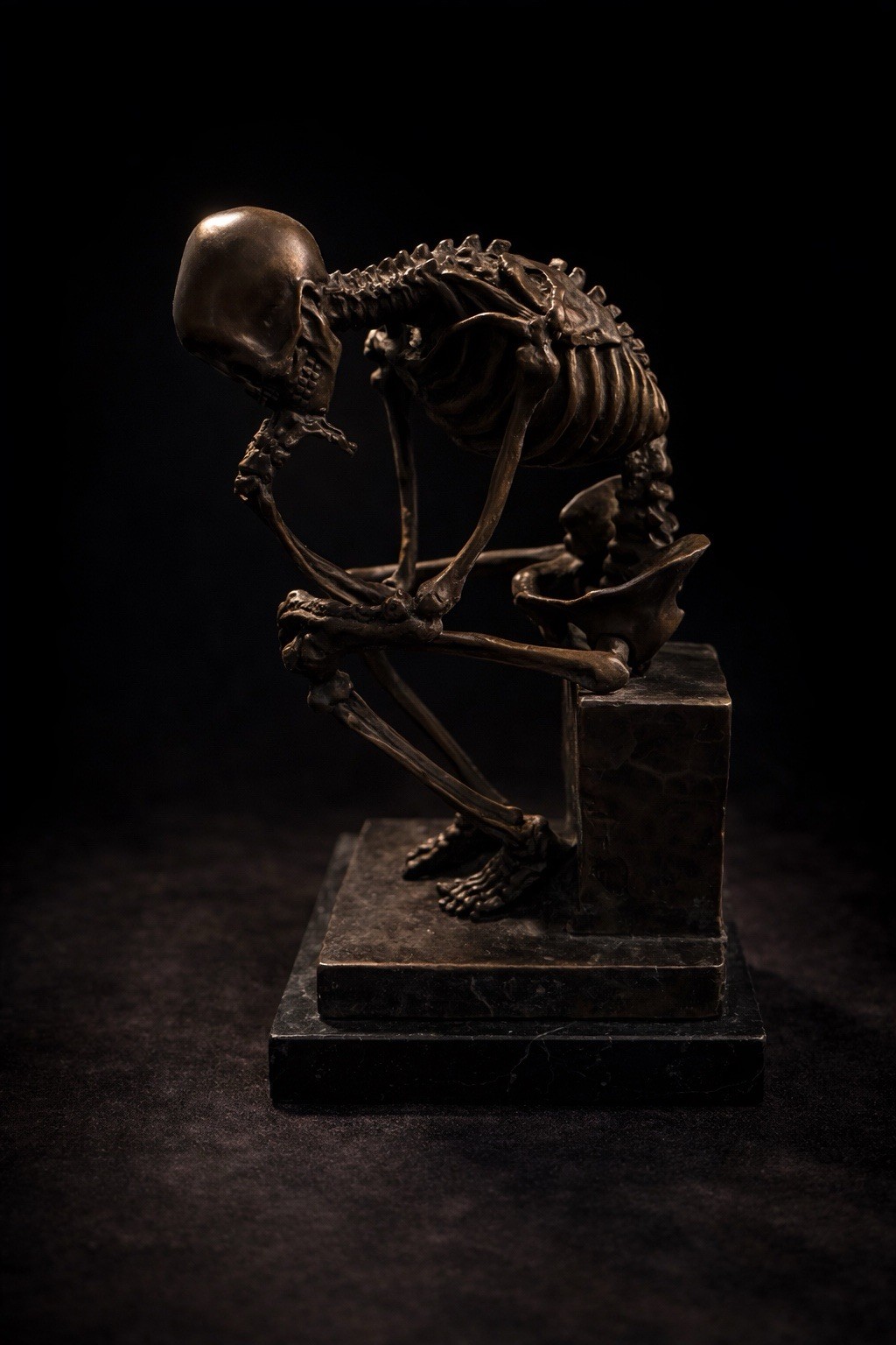 Bronze Skeleton Thinker Modern Art Statue Sculpture Bronze Casting